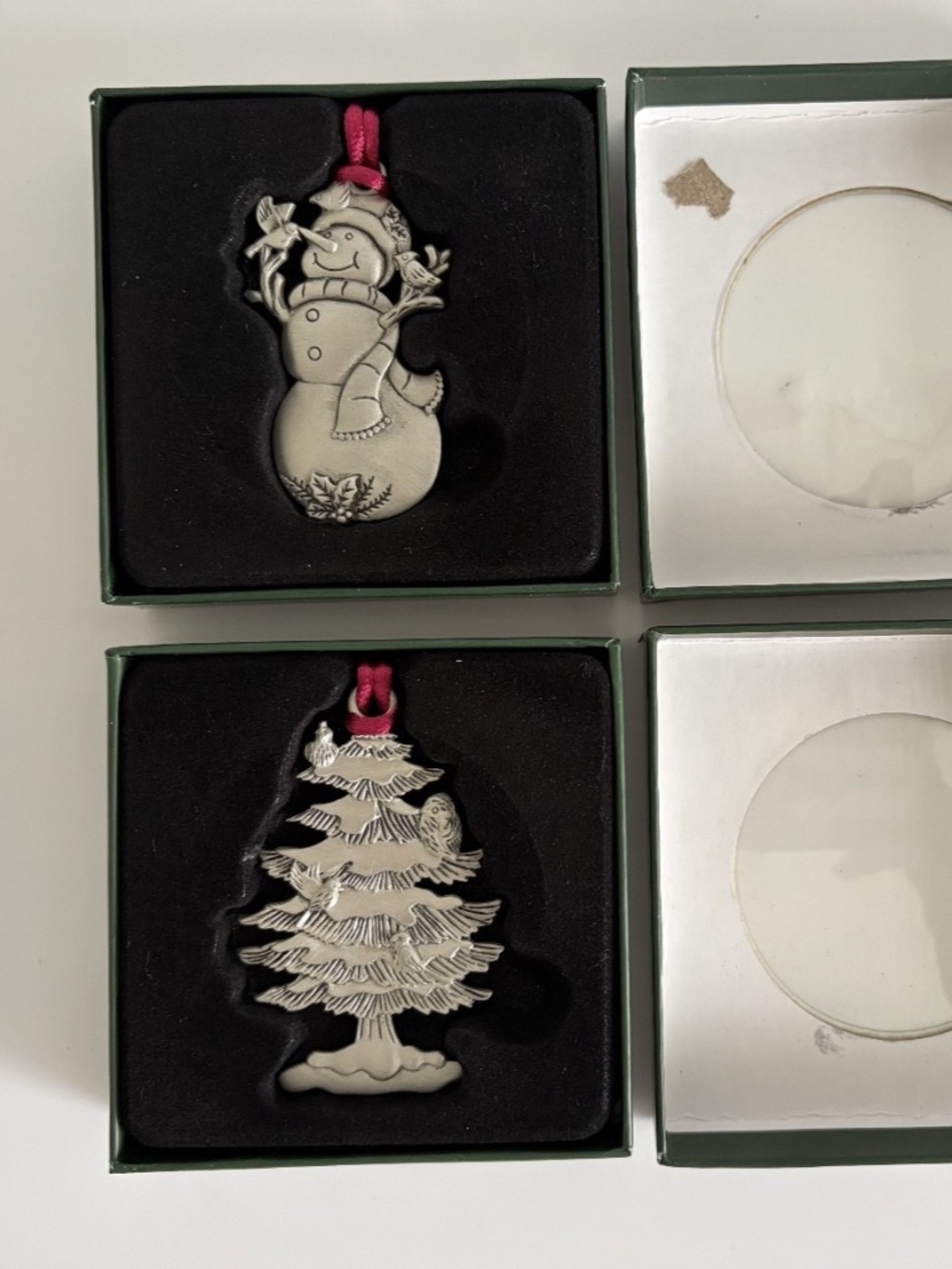 Plow & Hearth Set of 2 Christmas Ornaments Snowman Christmas Tree Holiday Decor